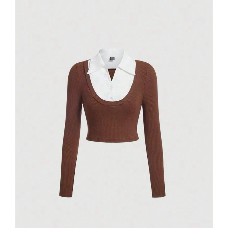 Áo thun dài tay cổ sơ mi mặc mùa thu đông chất đẹp.