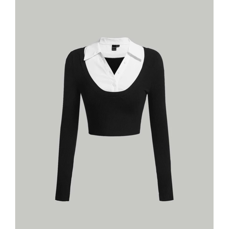 Áo thun dài tay cổ sơ mi mặc mùa thu đông chất đẹp.