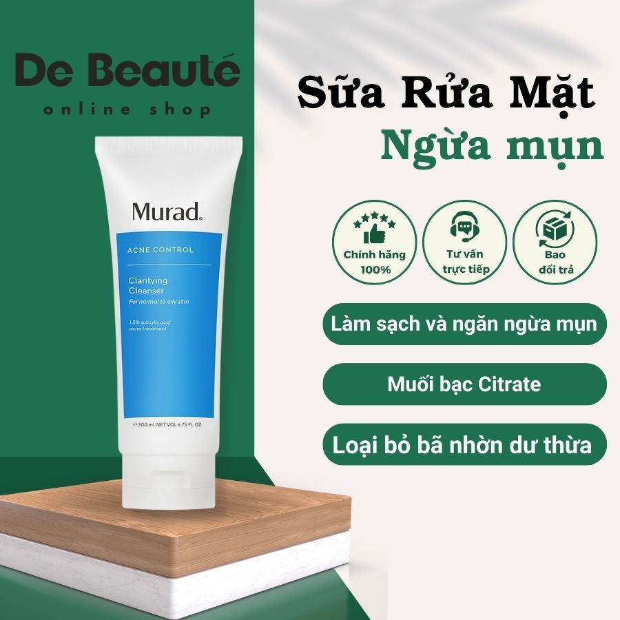 Sữa Rửa Mặt Sạch Sâu Chuyên Cho Da Dầu Mụn Murad Clarifying Cleanser Acne 200ml