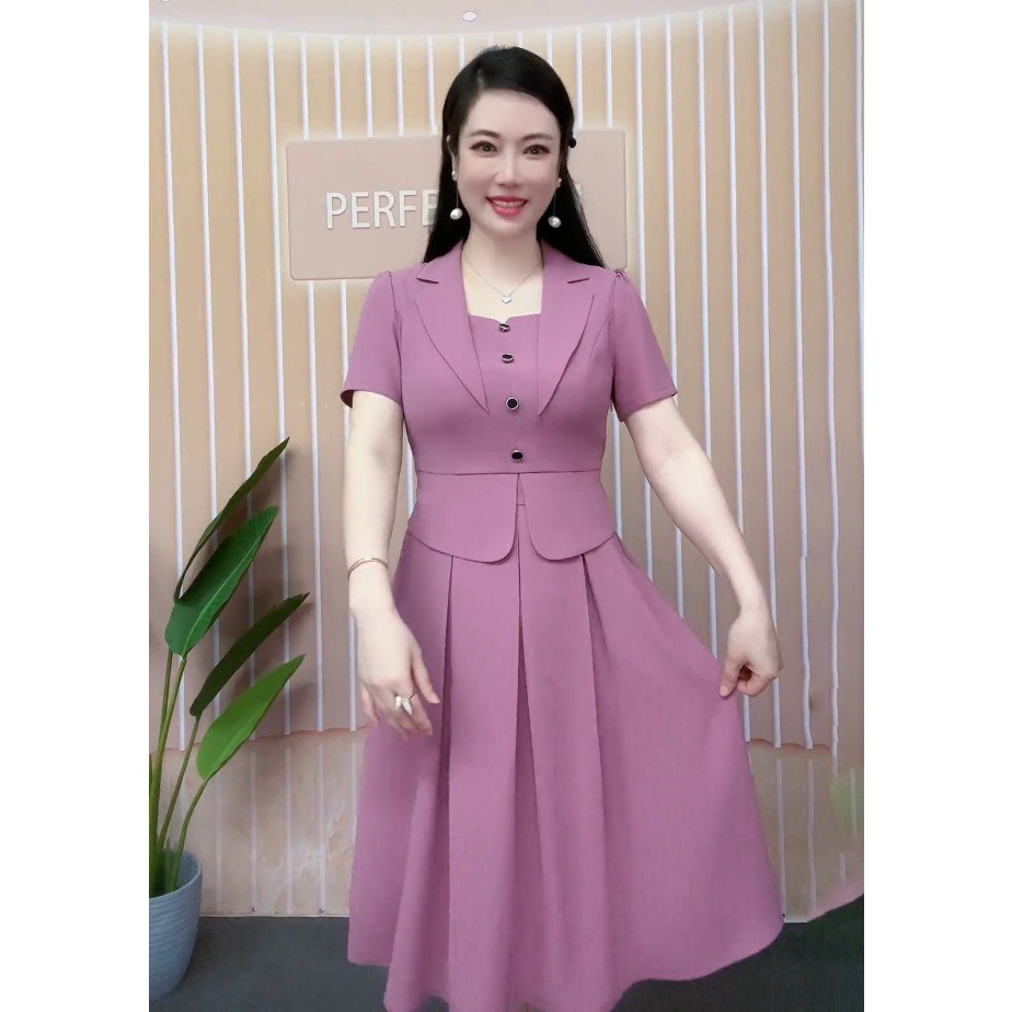 Đầm trung niên,Váy trung niên SM78 chất lụa mango cao cấp full size 40-80 Kg