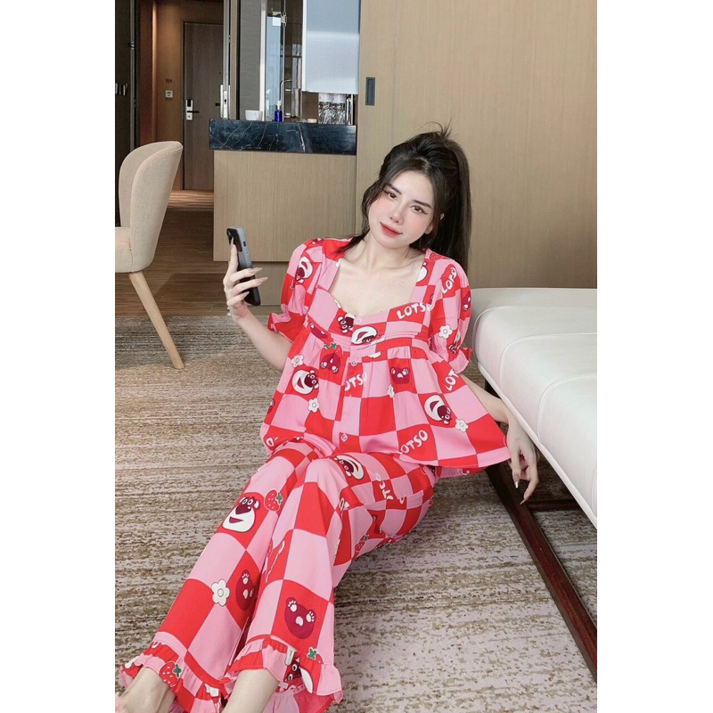 Pyjama tay ngắn quần dài chất mango