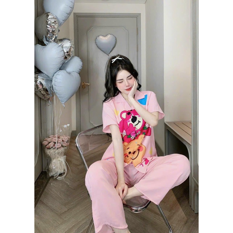 Pyjama tay ngắn quần dài chất mango