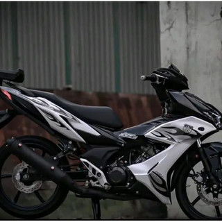 Tem xe winner x v2 mẫu tem lửa đen dán xe dàn áo màu trắng độ kiểng