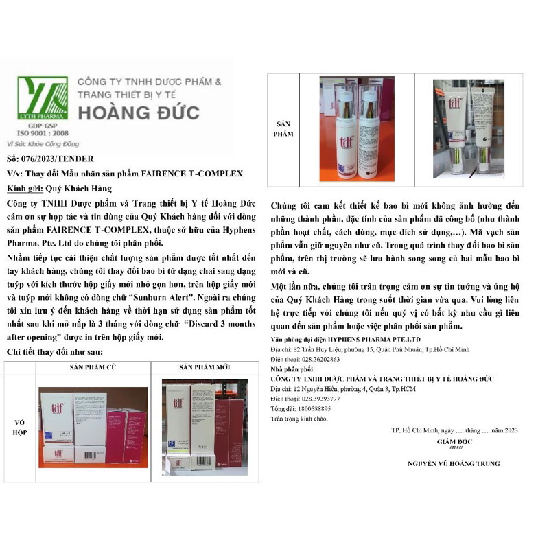 Mẫu mới Fairence T- Complex  Kem làm giảm Nám Da, Tàn Nhang, Đốm Nâu, Giúp Sáng Da Tdf Fairence chính hãng