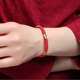 Vòng tay nam nữ đan tròn dây ngũ sắc đính hạt thời trang