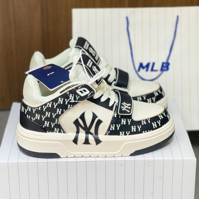 Giày MLB Chunky Liner quoại dán White Black Xịn Sò, Giầy MLB Đen Xanh  chữ la Trắng Full Box Bill