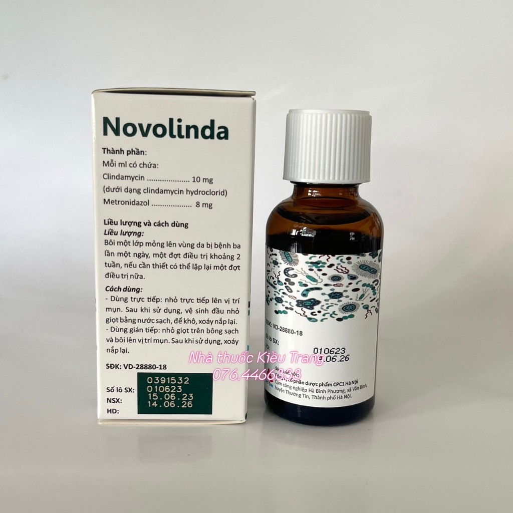 Bôi chấm mụn Novolinda, đánh bay mụn trứng cá, mụn mủ, viêm da tiết bã nhờn