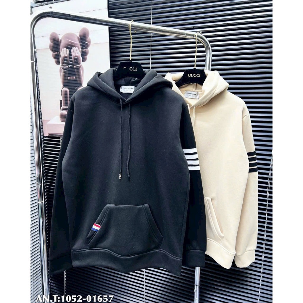 Áo hoodie NỈ SỌC NGANG TAY hàng QC loại 1 siêu dày đẹp