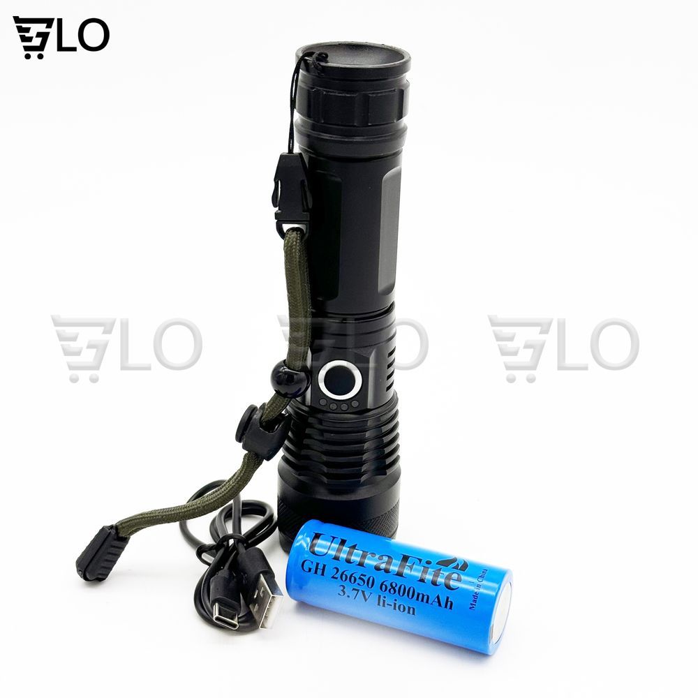 Đèn Pin Siêu Sáng Dùng Chip Led XHP50 Dùng Pin 26650 Dung Lượng Cao, Có Led Báo Dung Lượng Đèn Cầm Tay Cao Cấp