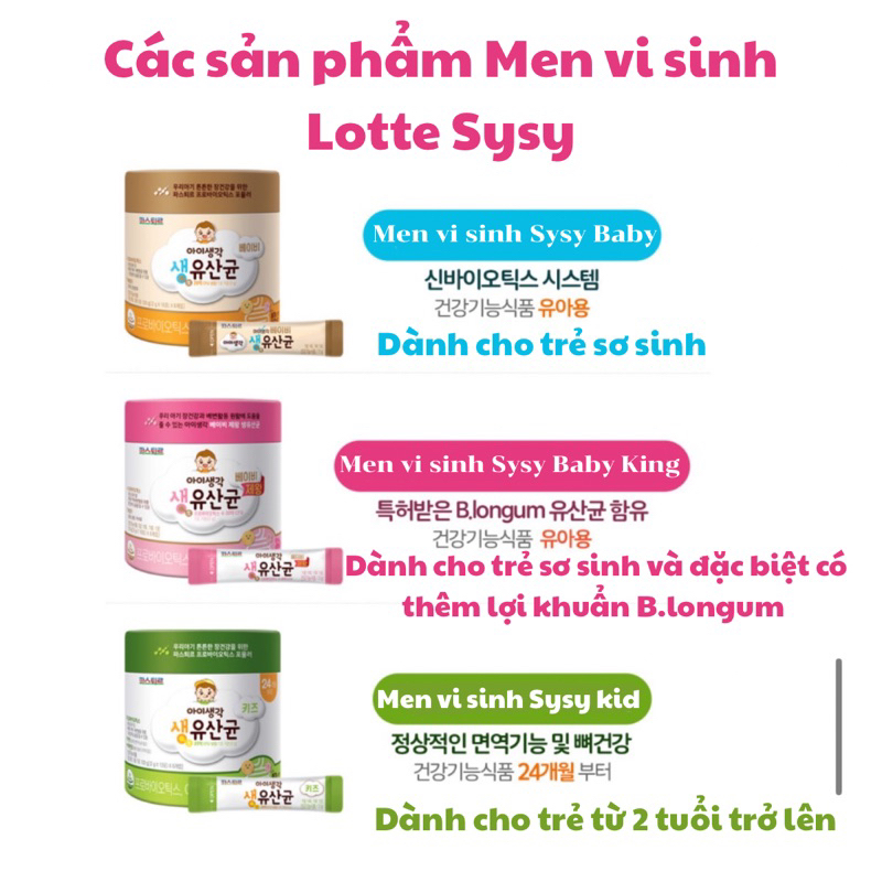 Men vi sinh Lotte Sysy Baby Kings dành cho trẻ từ sơ sinh giúp bé ăn ngon, hết táo bón tiêu hoá khoẻ