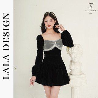 Đầm dài tay phối nơ voan đính đá - Đầm dự tiệc tiểu thư sang chảnh VAA18