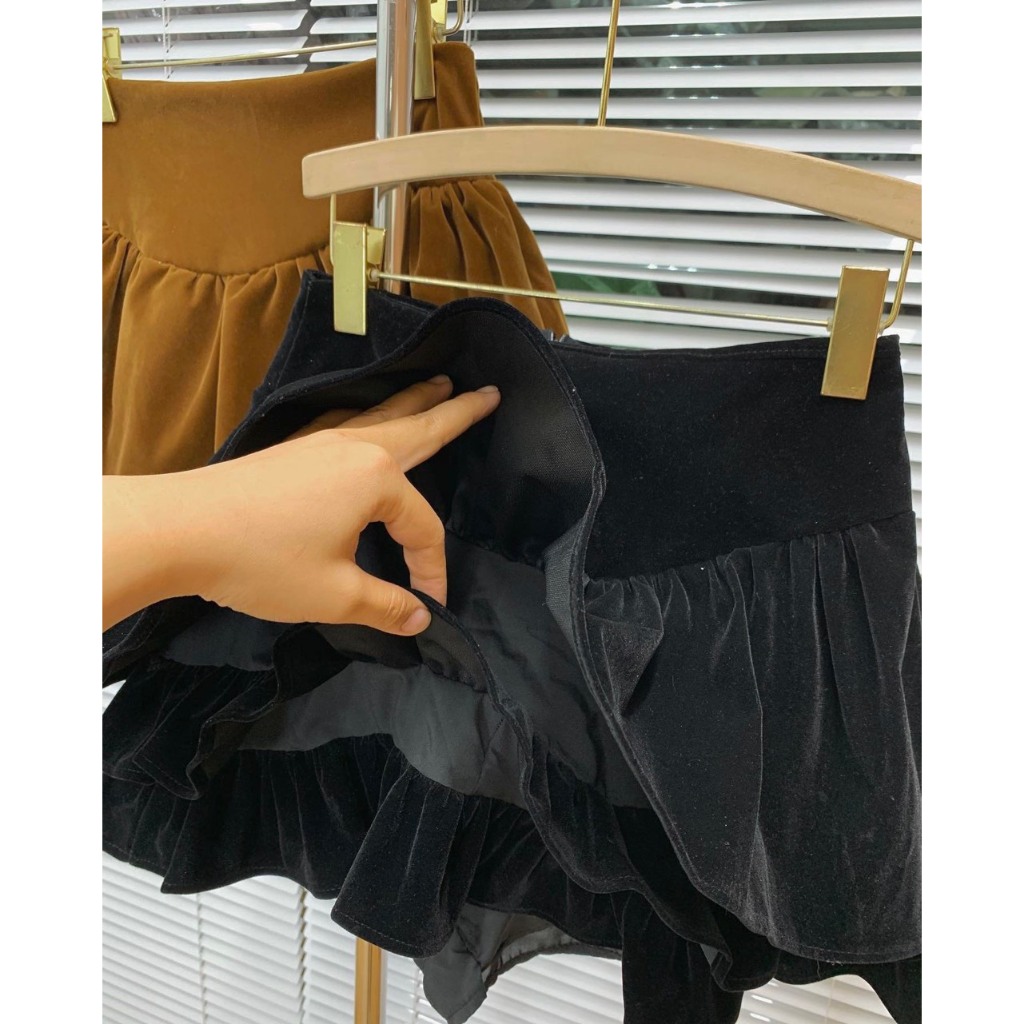 Chân váy nhung bbd Joomate 3 tầng sịn lắm lun  Mix đồ bao sang, hack dáng lắm ạ  034