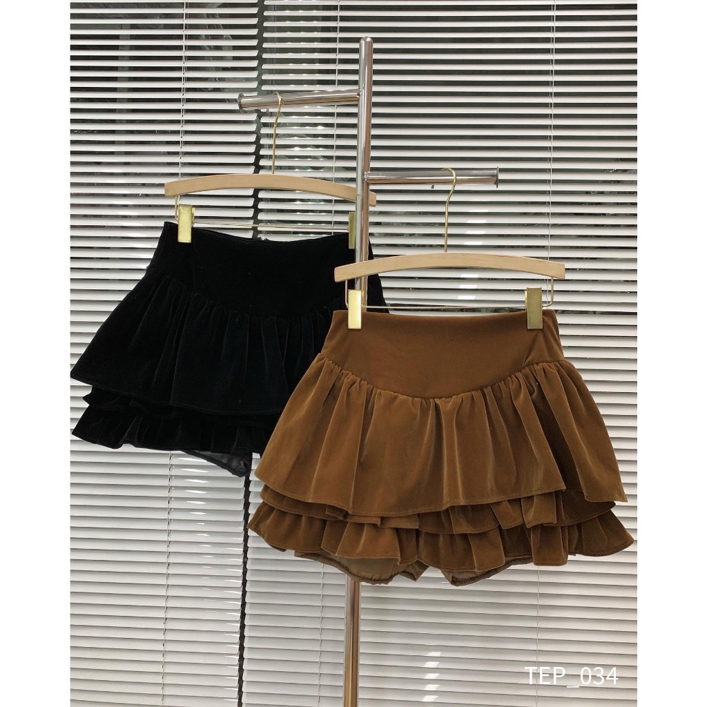 Chân váy nhung bbd Joomate 3 tầng sịn lắm lun  Mix đồ bao sang, hack dáng lắm ạ  034