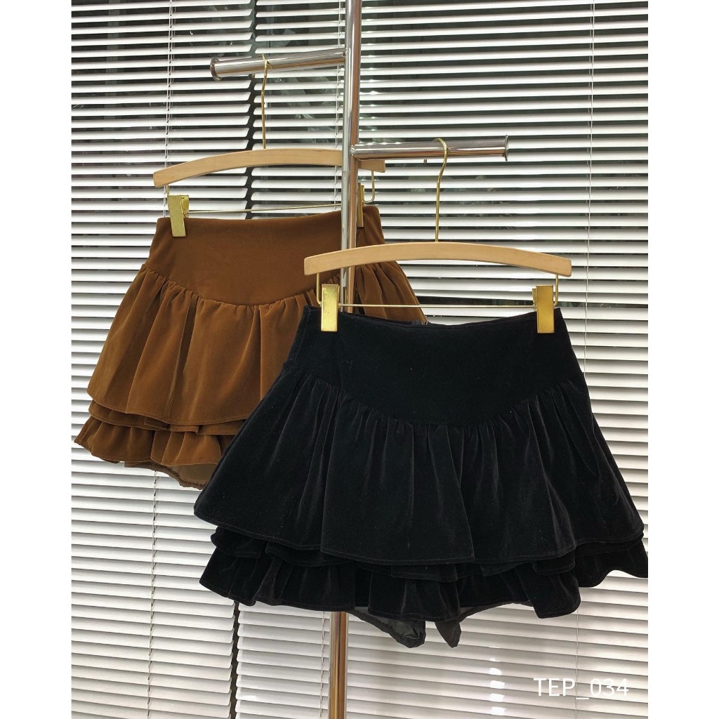 Chân váy nhung bbd Joomate 3 tầng sịn lắm lun  Mix đồ bao sang, hack dáng lắm ạ  034