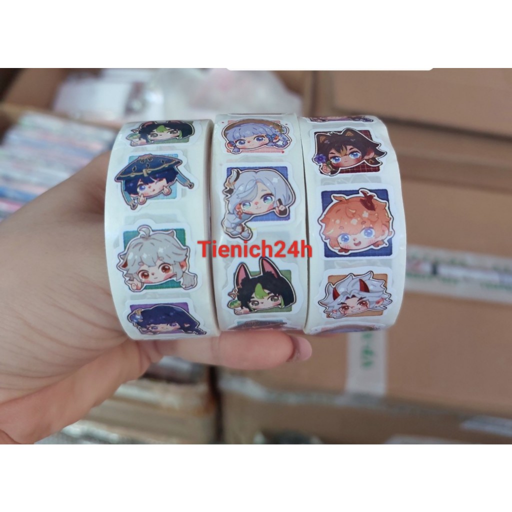 Sticker cuộn 500 hình cute anime/shin/sanrio/gấu dâu ngộ nghĩnh