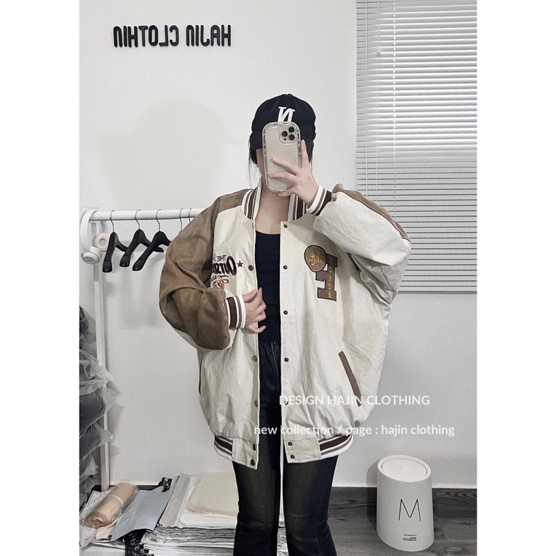 Áo khoác bomber OUTSIDERS phối da lộn