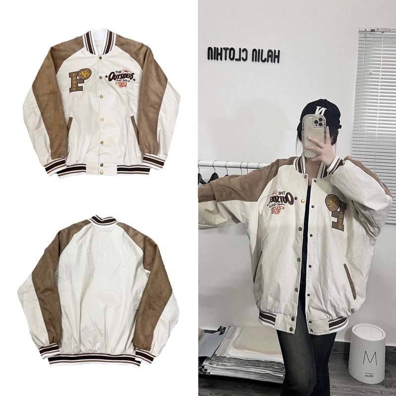 Áo khoác bomber OUTSIDERS phối da lộn