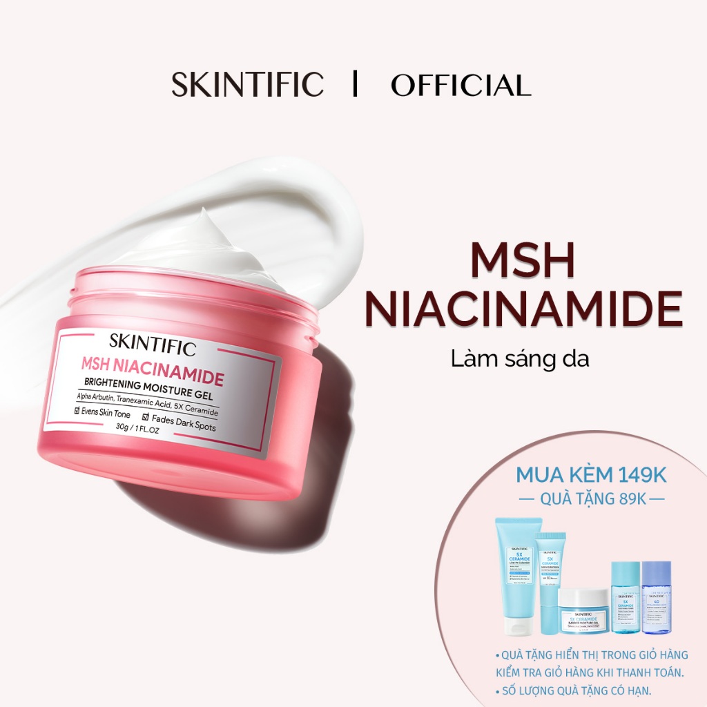 Gel dưỡng ẩm sáng da 5% MSH Niacinamide SKINTIFIC 30g/80g