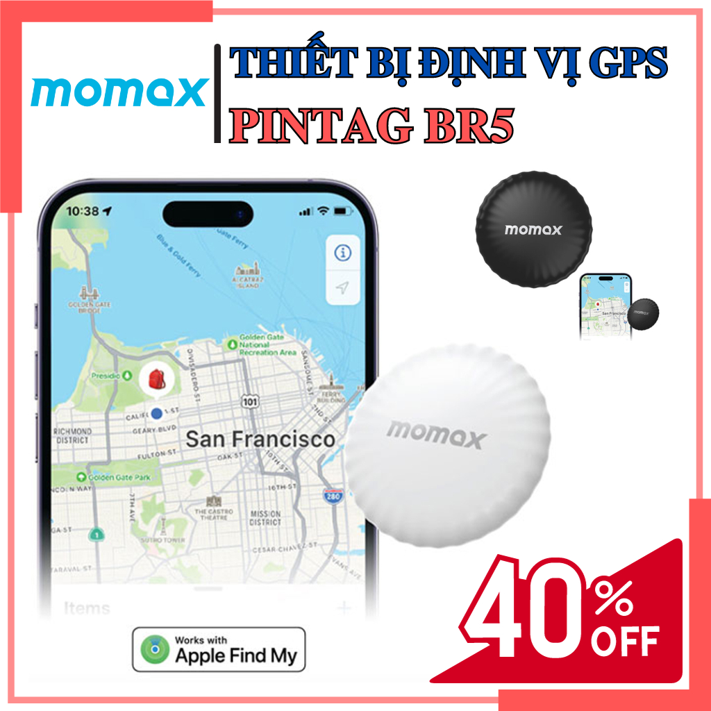 (Tặng Móc) Thiết Bị Định Vị GPS Momax FINTAG BR5 - Giúp Theo Dõi Ô Tô, Xe Máy, Trẻ Em, Thú Cưng - Hỗ Trợ App Find My