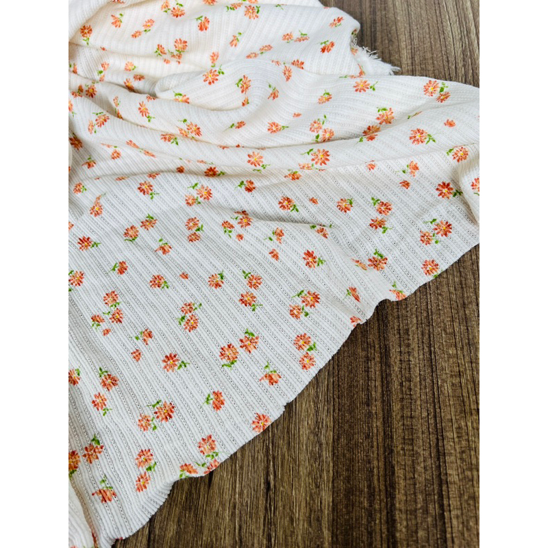 Vải thun cotton thông hơi Hàn hoa nhí màu vintage