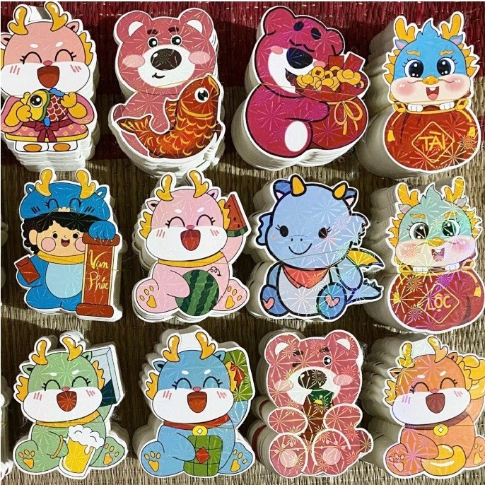 Combo 20 phong bao lì xì rồng chibi phản quang mẫu mới nhất 2024 đáng yêu - Lì xì tết 2023 phát sáng dày dặn nhiều mẫu