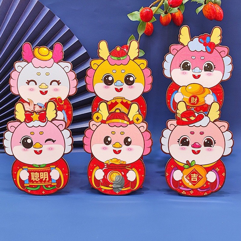 Combo 20 phong bao lì xì rồng chibi phản quang mẫu mới nhất 2024 đáng yêu - Lì xì tết 2023 phát sáng dày dặn nhiều mẫu