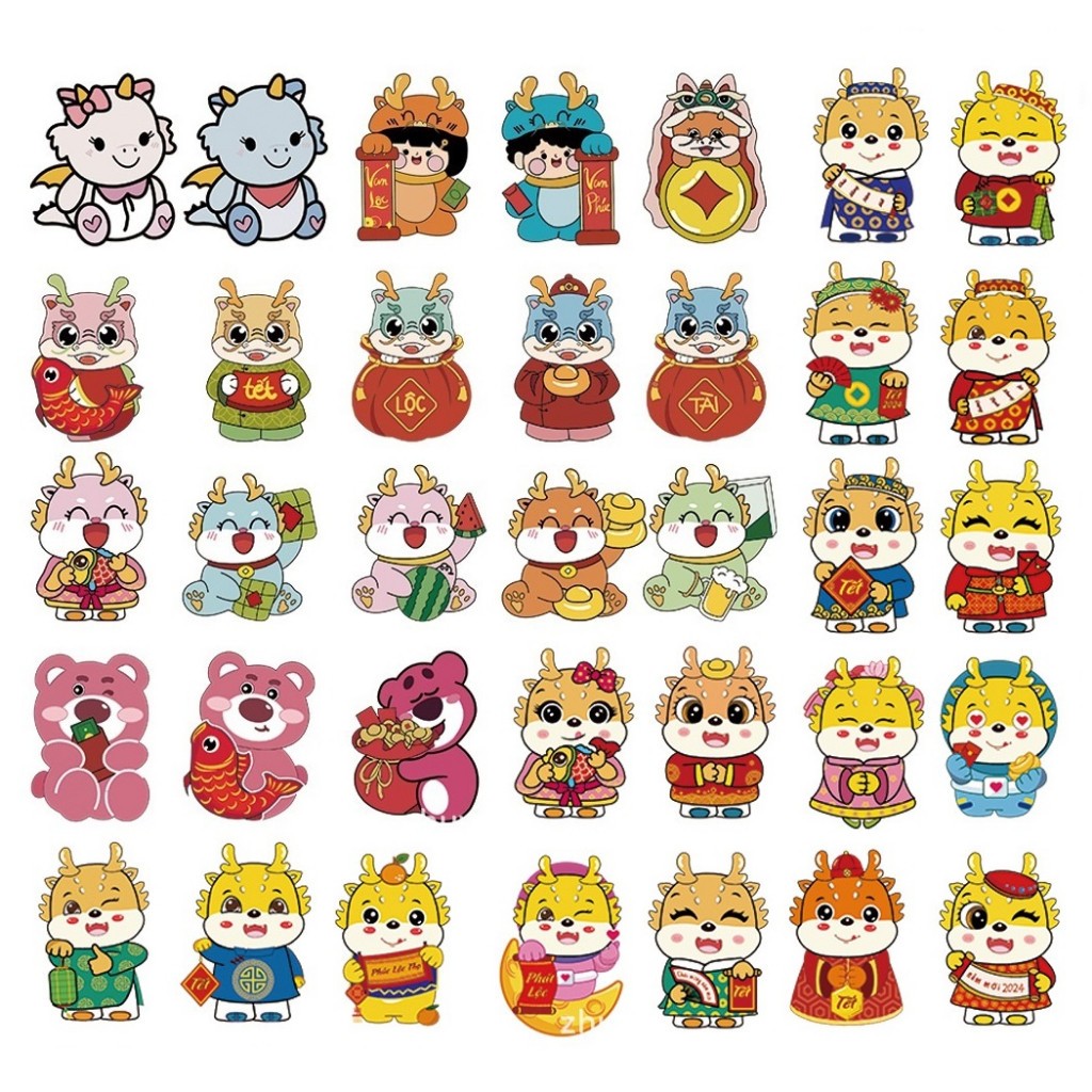 Bao lì xì Rồng phản quang mới nhất 2024 kute lấp lánh, chibi gấu dâu đáng yêu mix nhiều mẫu, Lì xì tết 2024 2023 dày dặn