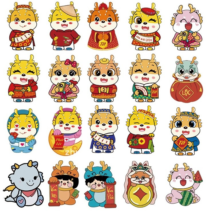 Combo 20 phong bao lì xì rồng chibi phản quang mẫu mới nhất 2024 đáng yêu - Lì xì tết 2023 phát sáng dày dặn nhiều mẫu