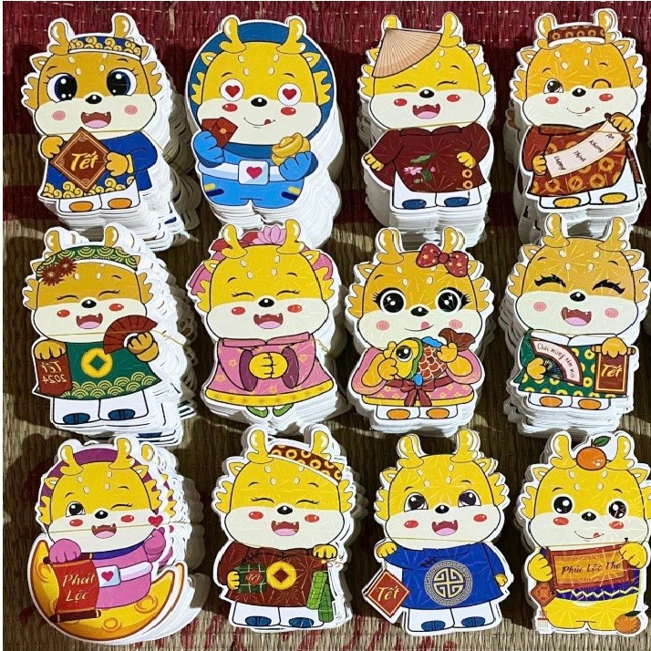 Combo 20 phong bao lì xì rồng chibi phản quang mẫu mới nhất 2024 đáng yêu - Lì xì tết 2023 phát sáng dày dặn nhiều mẫu