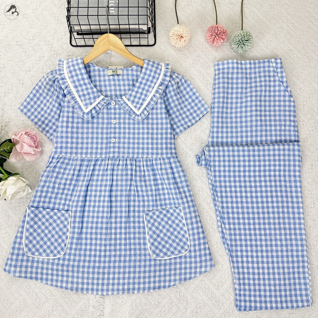 Đồ Bộ - Đồ Ngủ Bầu Mặc Nhà Caro 2 Túi, Form Dễ Mặc, Siêu Mát Tay Ngắn Quần Dài