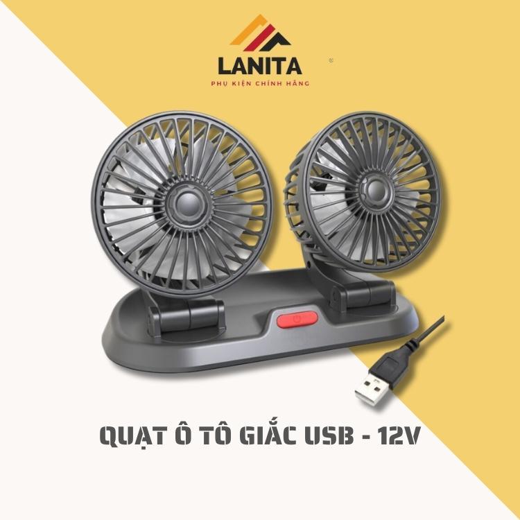 Quạt xe ô tô LANITA LT02 nguồn USB công suất 5W xoay 360 độ