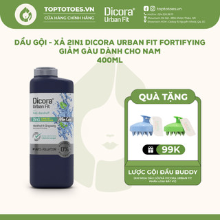 Dầu Gội - Xả 2in1 Dicora Urban Fit Fortifying giảm gàu dành cho nam - 400ml 