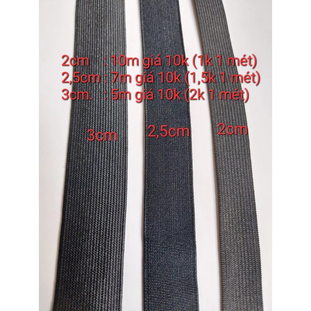 [SALE] Thun luồn đen bản 2cm/ 2,5cm/ 3cm