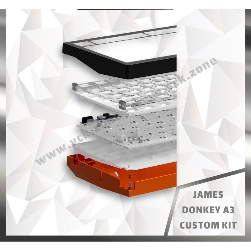 Kit bàn phím Jamesdonkey A3 mạch xuôi, Gasket mount, 3 mode kết nối, Led RGB, pin 3000mAh
