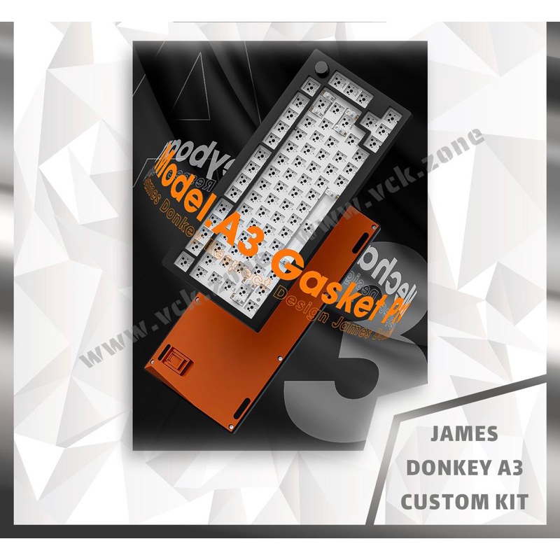 Kit bàn phím Jamesdonkey A3 mạch xuôi, Gasket mount, 3 mode kết nối, Led RGB, pin 3000mAh