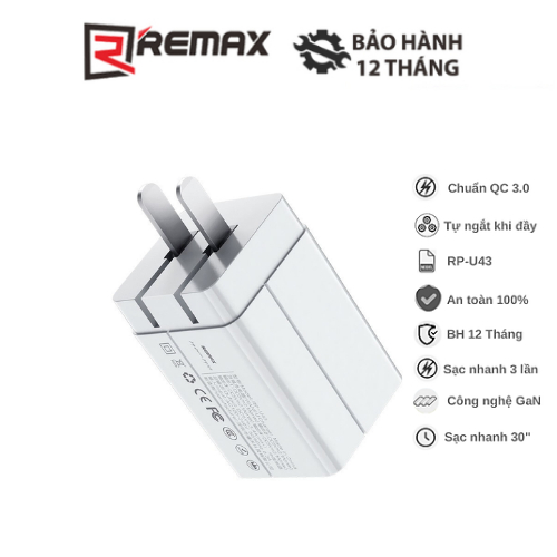 Cốc sạc nhanh đa năng Remax Wanfu RP-U43 4 cổng USB max 3.4A