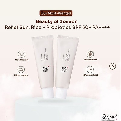 Kem chống nắng hoá học BEAUTY OF JOSEON Relief Sun Rice+ Probiotics 50ml