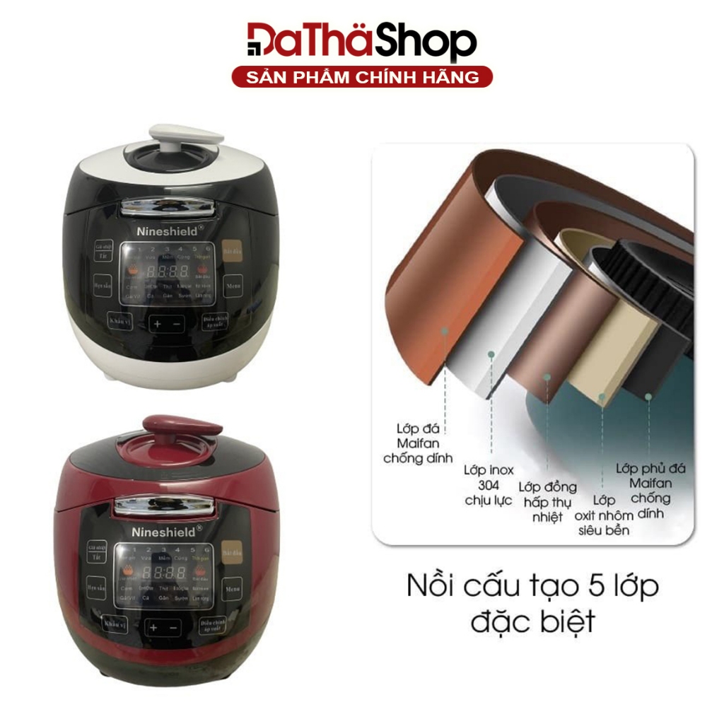 Nồi Áp Suất NINESHIELD KB-1006 Kiêm Nồi Cơm Điện Tử Dung Tích 4 Lít 10 Chế Độ Nấu