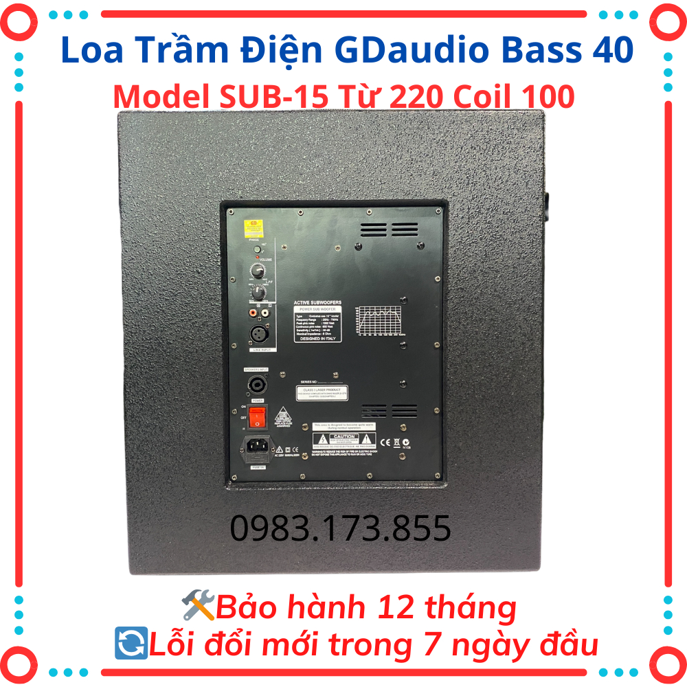 Trầm điện bass 40 chính hãng GDaudio ,tiếng bass sâu,ấm,lực ,chuyên dùng cho dàn âm thanh gia đình,phòng hát,phòng trà.