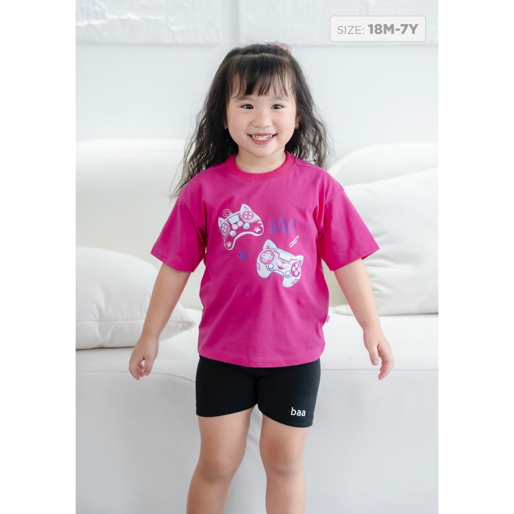 Áo thun bé gái, áo thun form rộng cho bé gái cotton in hình dễ thương cho bé từ 1 tuổi - 7 tuổi Baa Baby B-GT-AT30N-01