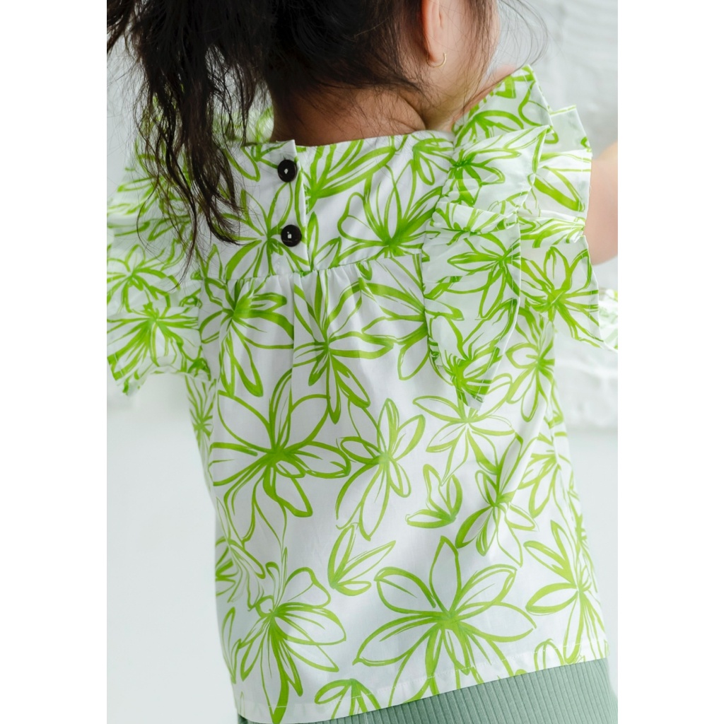 Áo kate bé gái, áo kiểu bé gái tay cánh tiên họa tiết hoa mùa hè cho bé từ 1 tuổi - 7 tuổi Baa Baby B-GC-AL18C-03