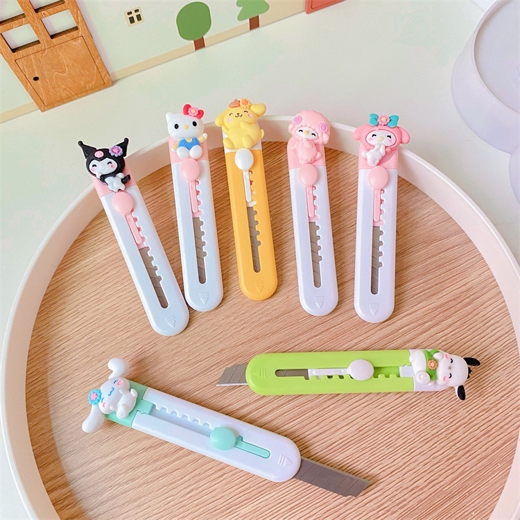 Dao Rọc Giấy Mini Hình Ngộ Nghĩnh, Dao Rọc Giấy Mini Gắn Charm Unboxing Cute