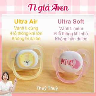 Ti giả Avent Ultra Air, Ultra Soft chỉnh nha núm dẹt cho bé
