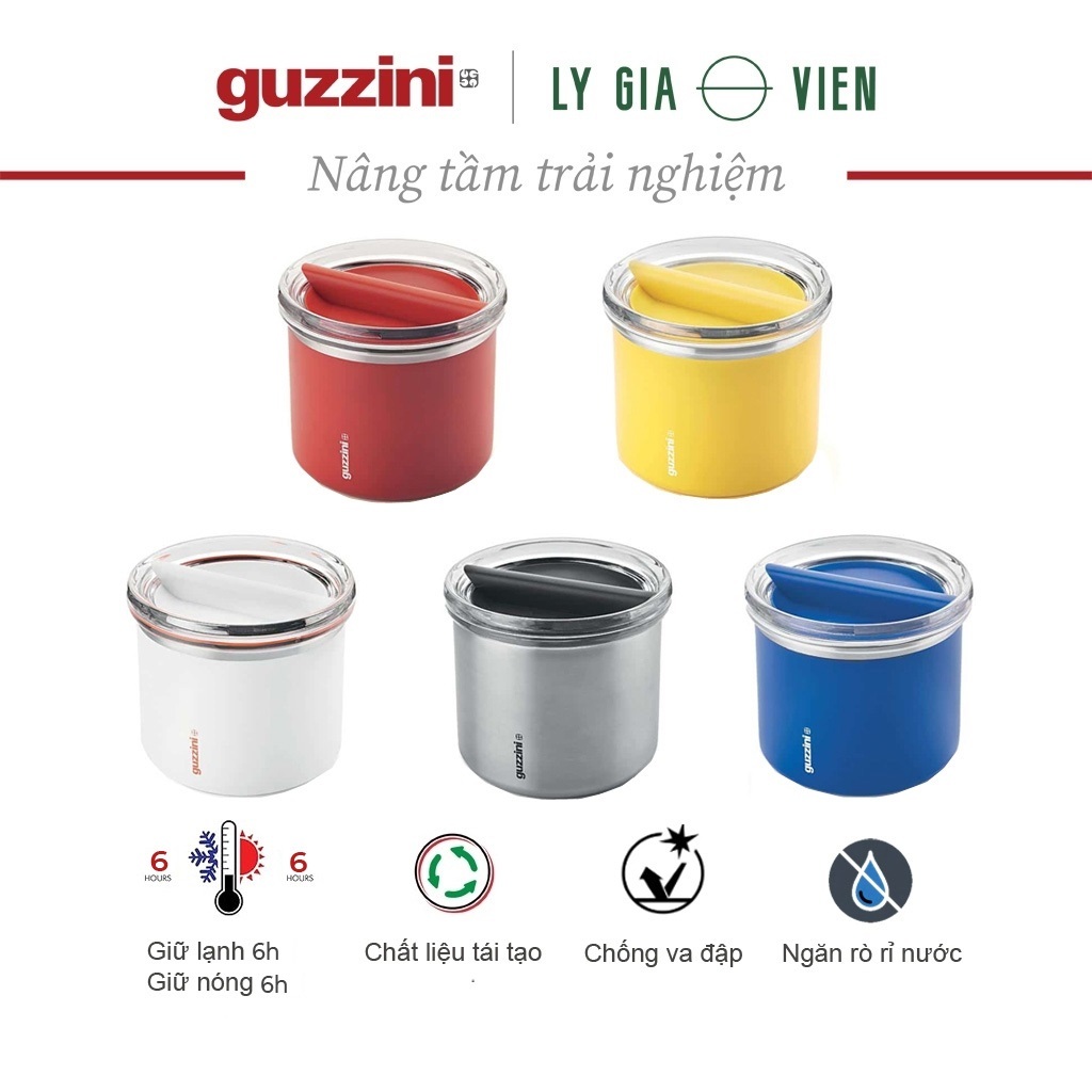Hộp Cơm Trưa Giữ Nhiệt Guzzini On The Go Thermal Lunch Box 650ml - Giữ Nhiệt Độ Thức Ăn Nóng và Lạnh Trong 6h - Kín Khí,