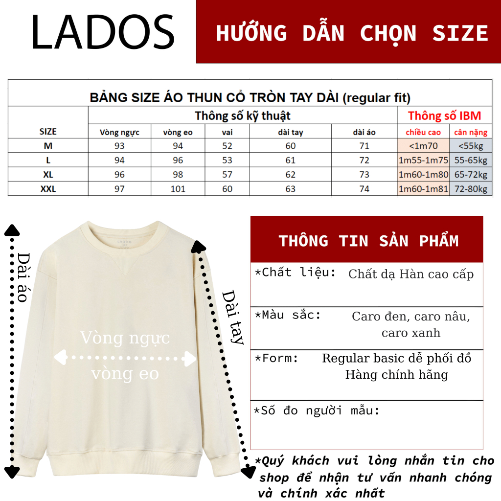 Áo thun sweater nam dài tay LADOS-9151 Chất cá sấu dày dặn, form đẹp, trẻ trung