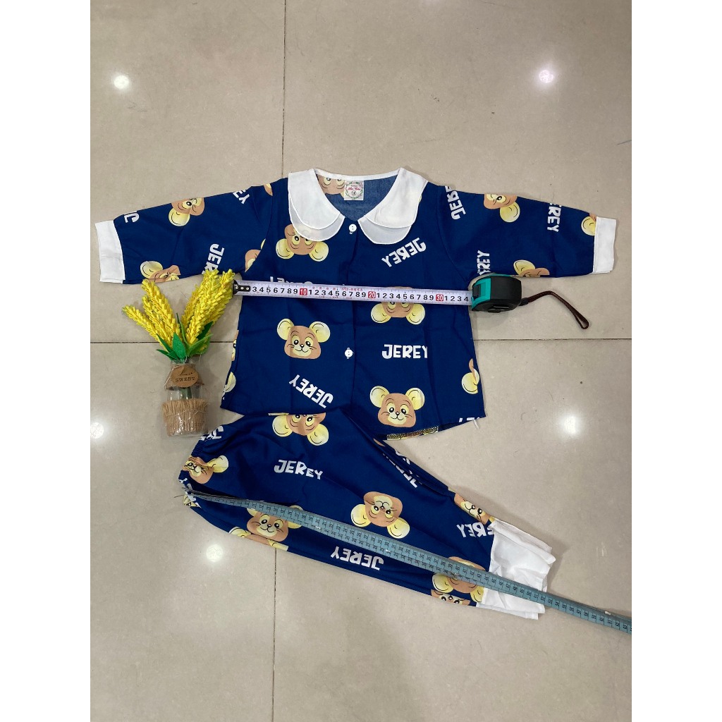 Đồ bộ pijama phối bèo cute, thoải mái, thoáng mát cho bé gái mặc nhà