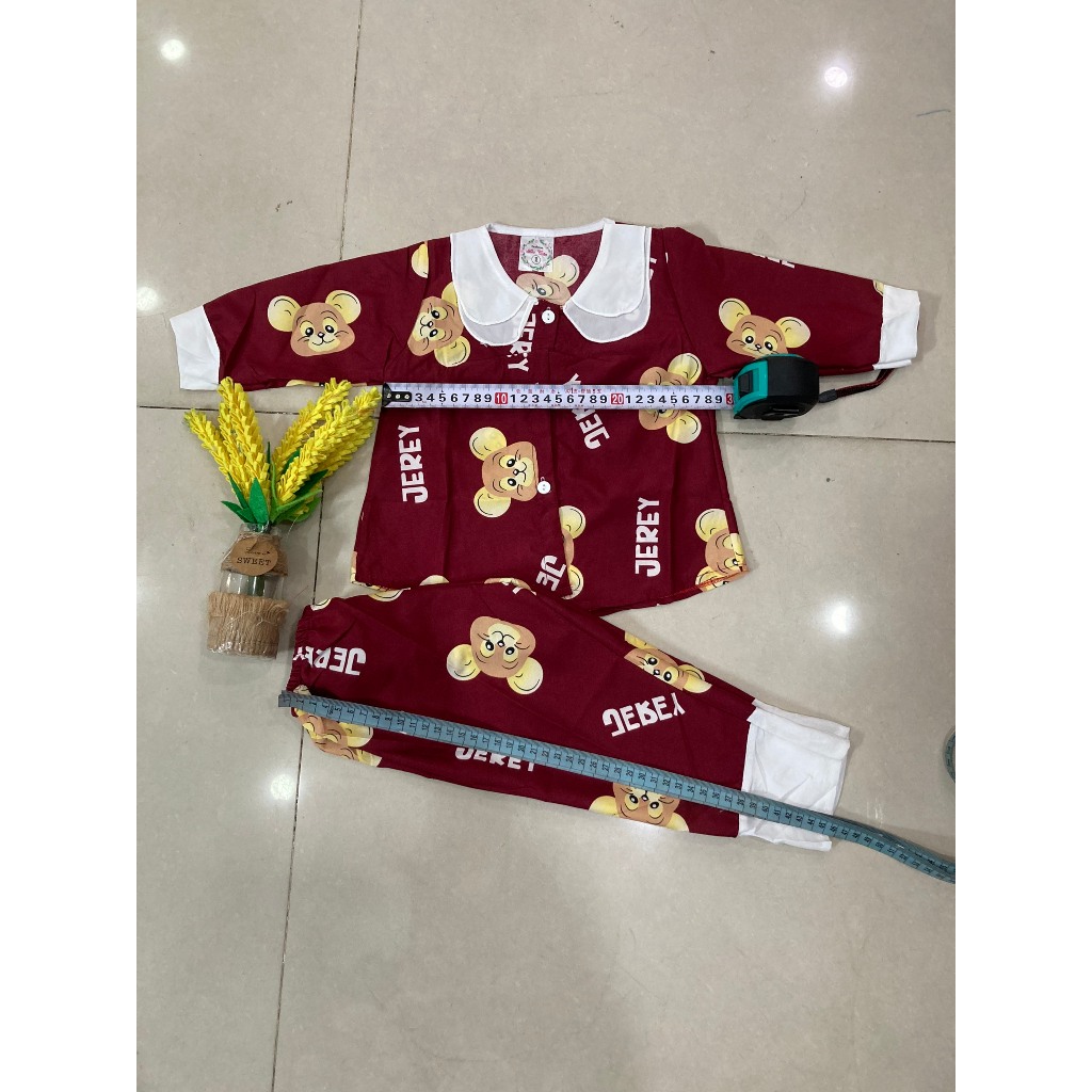 Đồ bộ pijama phối bèo cute, thoải mái, thoáng mát cho bé gái mặc nhà
