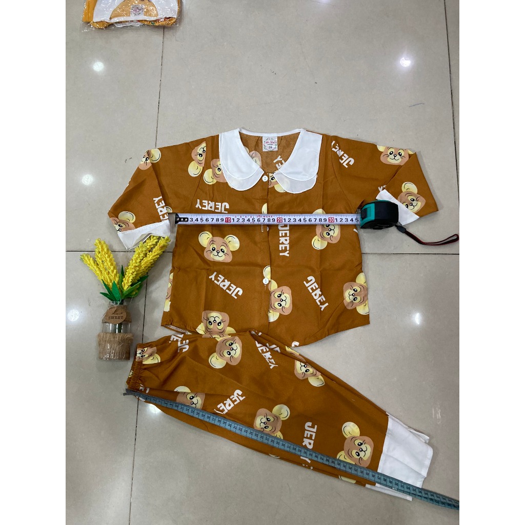 Đồ bộ pijama phối bèo cute, thoải mái, thoáng mát cho bé gái mặc nhà