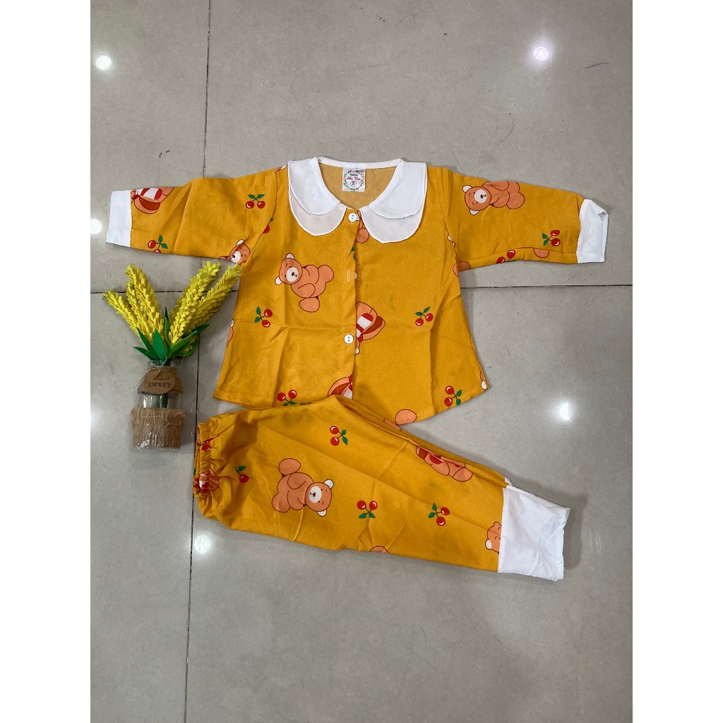 Đồ bộ pijama phối bèo cute, thoải mái, thoáng mát cho bé gái mặc nhà