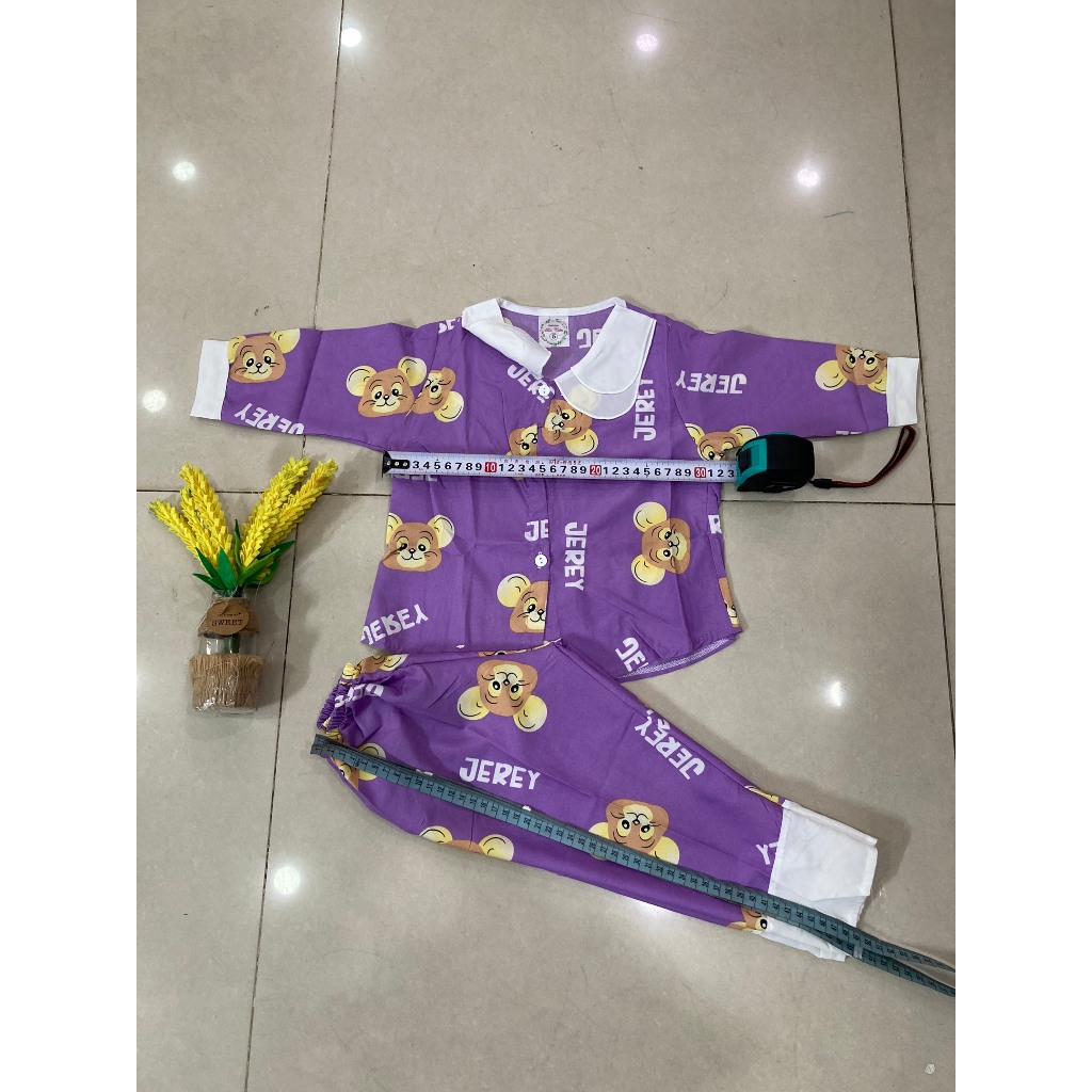 Đồ bộ pijama phối bèo cute, thoải mái, thoáng mát cho bé gái mặc nhà
